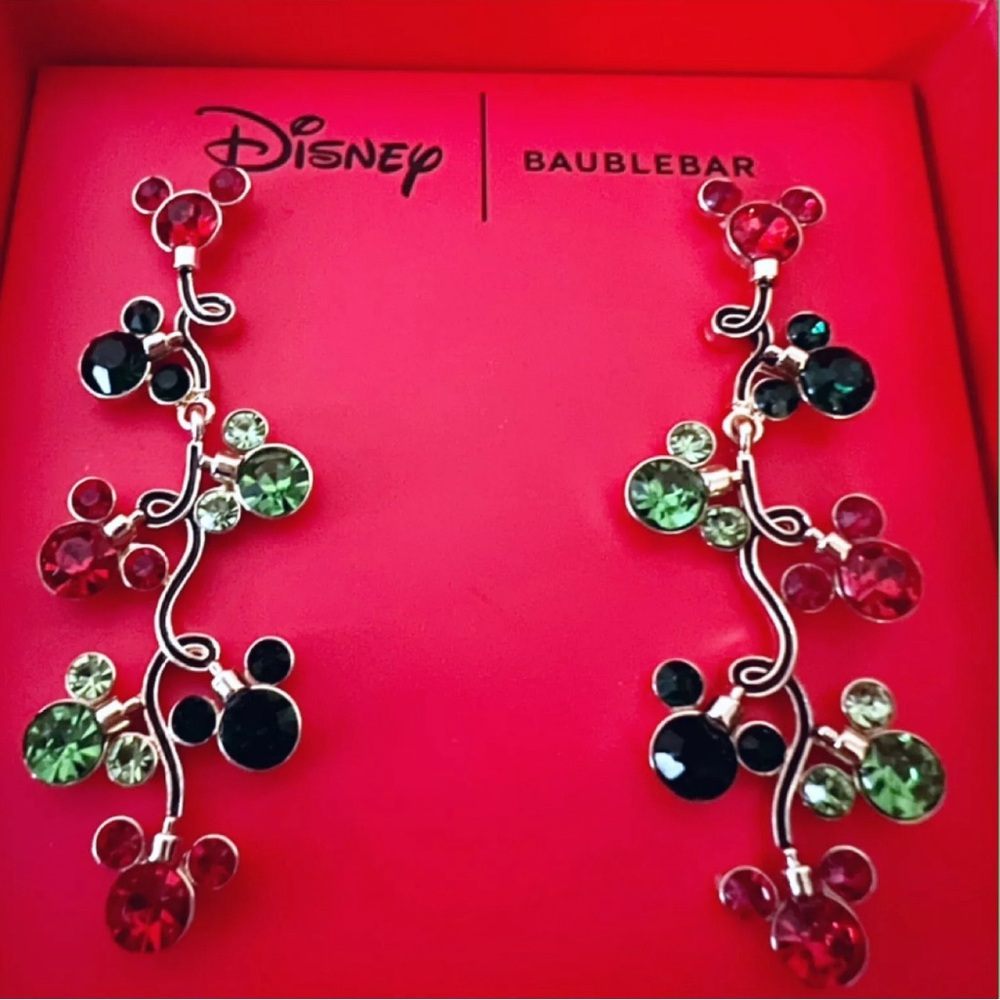 NEW! BAUBLEBAR DISNEY Mickey Mouse Holiday Dangle Earrings Christmas Lights